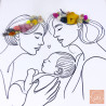 Couple et nourrisson - Tableau fleuri