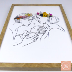 Couple et nourrisson - Tableau fleuri