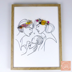 Couple and infant - Flowery painting
