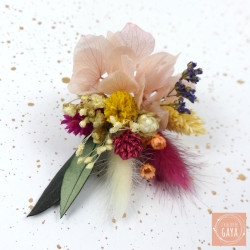 La colorée – Boutonnière en fleurs séchées multicolores