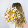 Field of Sunshine – Yellow and Pink Dried Flower Bouquet for Weddings and Decor