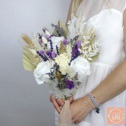 Éclat Lavande – Bouquet de mariée en fleurs séchées blanc et violet