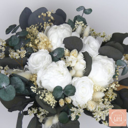 Palette de couleurs : Blanc pur, ivoire, vert eucalyptus