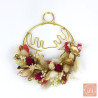 Festive dried flower decoration with gold wire reindeer