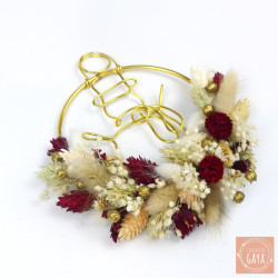 Dried Flower Christmas Ornament – Gold Line Art Snowman