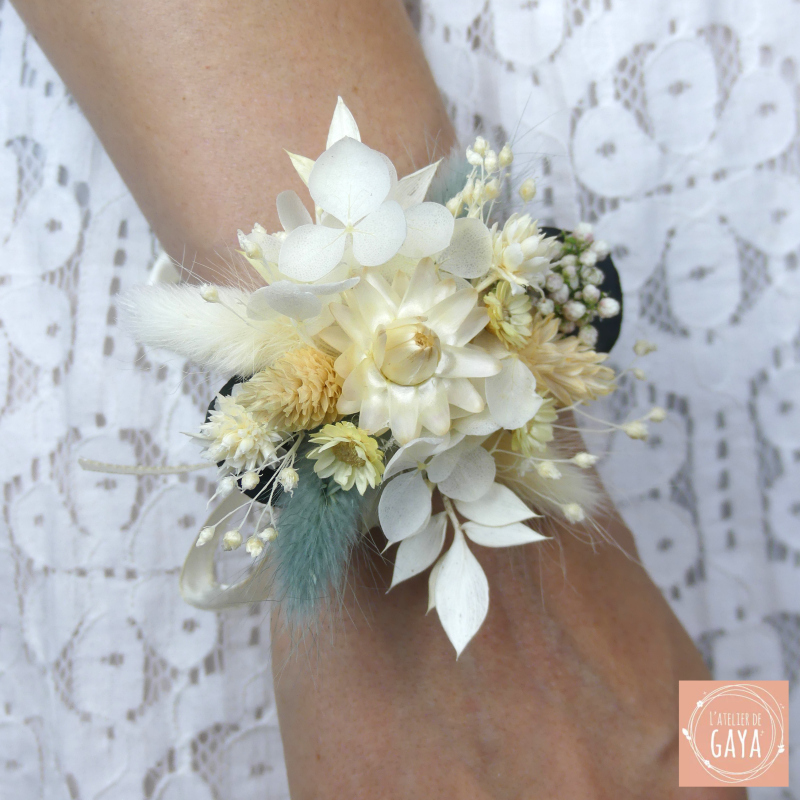 Le céladon - Floral ribbon bracelet