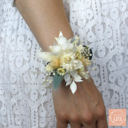 Le céladon - Bracelet ruban fleuri